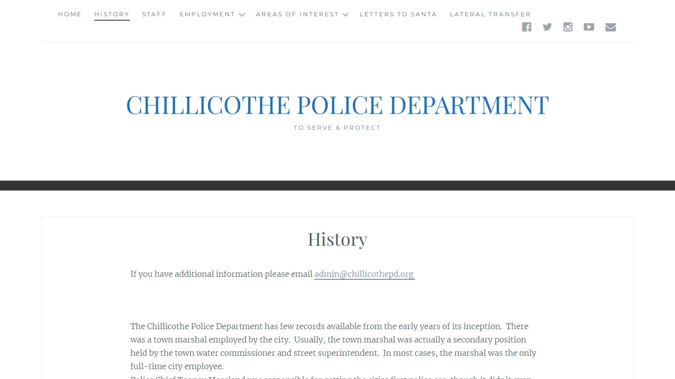 History – Chillicothe Police Department