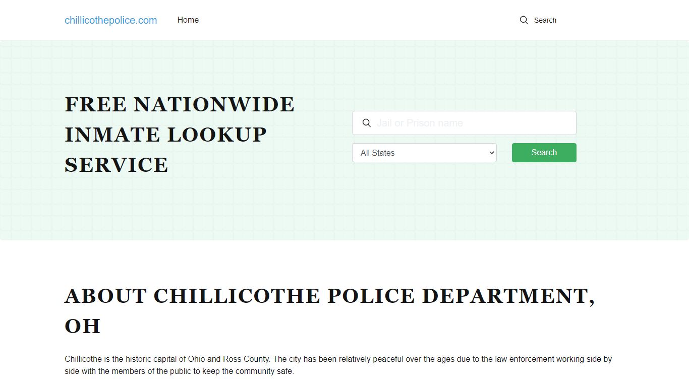 About Chillicothe Police Department and Ross County Jail, OH